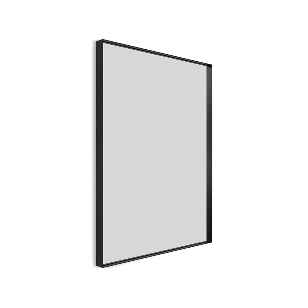 Product cut out image of the Origins Living Newington 1000mm x 800mm Black Rectangular Mirror NWG-001108-BK